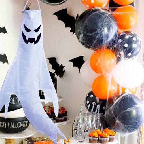 Halloween Hanging Ghost Windsocks Outdoor Lighted Glowing Ghost Witch Home Decor