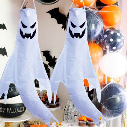 Halloween Hanging Ghost Windsocks Outdoor Lighted Glowing Ghost Witch Home Decor